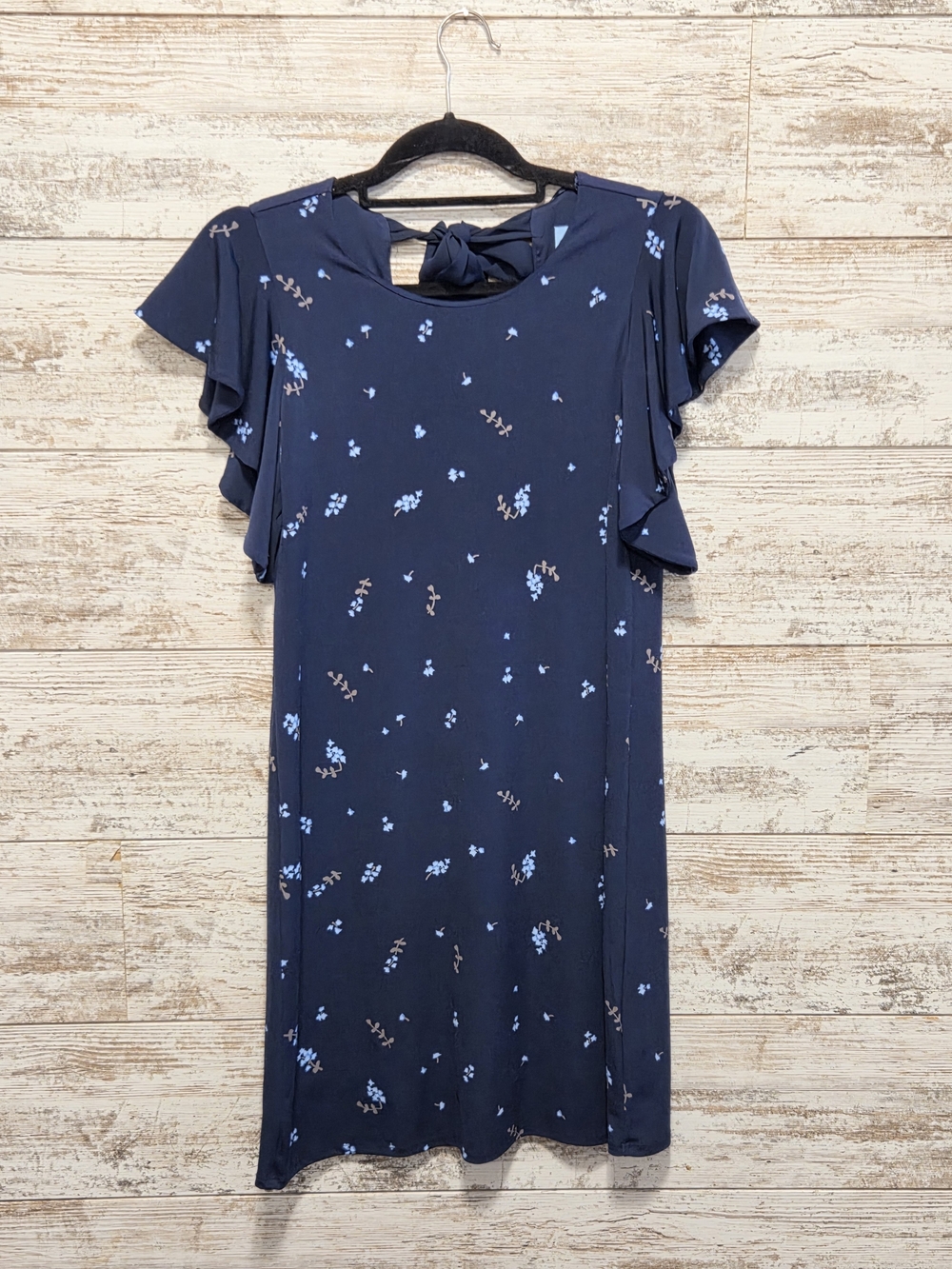 CeCe Navy Blue Floral Tie-Back Dress